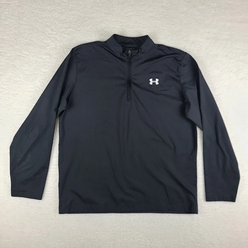 Under Armour Sweater Mens XL Black Quarter Zip Performance Tech‎ Golf VINTAGE